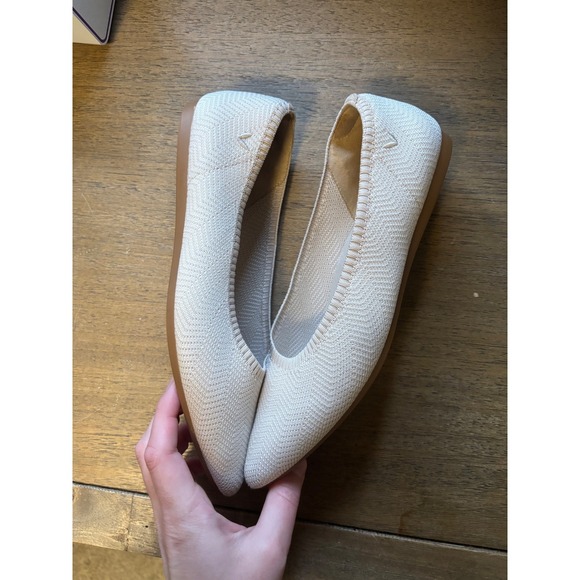 Vivaia Aria Pointed Toe Flats Cream Chevron Size 7 / 37.5 Sustainable Recycled - Picture 5 of 10